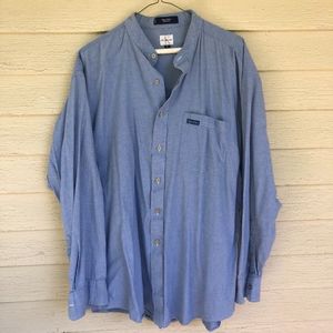 CALVIN KLEIN 100% cotton mand  collar blue shirt